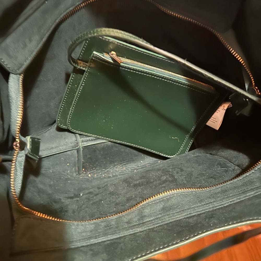 Anthropologie Suede Green Hand Bag with Shoulder Strap - Picture 3 of 7